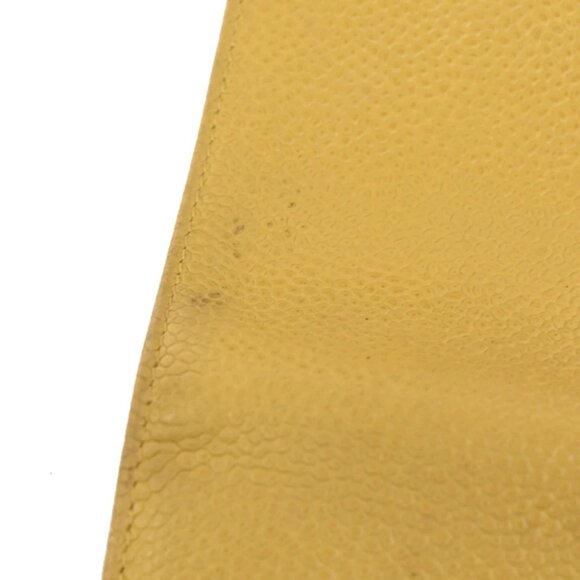 CHANEL CC Bifold Compact Wallet Grained Calfskin Leather Yellow Vintage 66KB511 - Picture 12 of 14